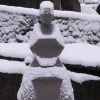StoneZone’s winter wonderland, Viktor Grachevs sculpture 'Novice' in a snow dress.